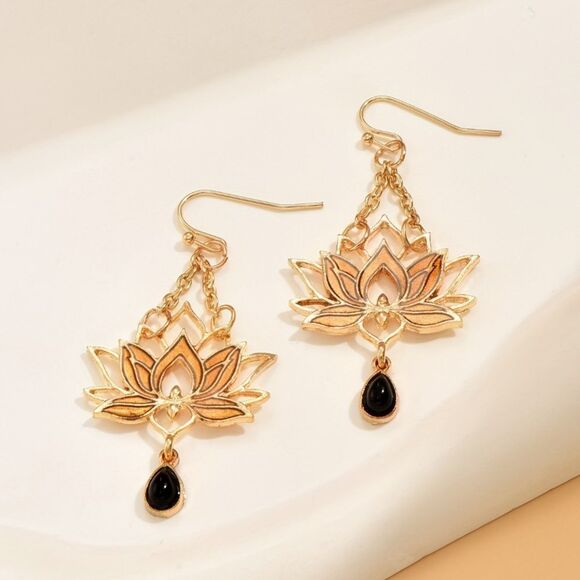 lotus dangle earrings H27 - Picture 1 of 4